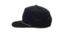 Vente en gros Casquette de baseball personnalisée en caoutchouc avec logo 5 panneaux découpés au laser avec corde Casquette structurée Casquette de sports de plein air OEM du Vietnam