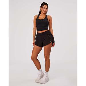 Aura <b>Women's</b> Mesh Shelf Bra <b>Tank</b> <b>Top</b>-<b>Black</b> - Product Image 5