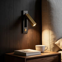 Lampe de lecture murale encastrée avec interrupteur poussoir, 360° °   Rotatif à 90° °   Lampe murale rectangulaire pliable moderne à LED