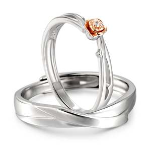 Jeulia One Love, alliances de mariage ajustables en argent sterling plaqué or rose pour couple - Product Image 2