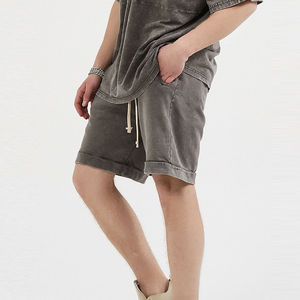 Camiseta vintage con cuello redondo desgastado y lavado pesado para hombre de la mejor calidad, conjunto corto de ropa de calle - Product Image 4