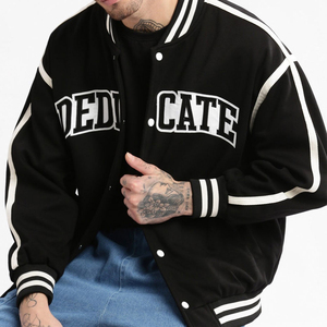 Veste universitaire pour homme en toile avec logo frontal sur le col montant, coupe-vent et respirante, personnalisable en couleur et en taille, vente en gros - Product Image 5