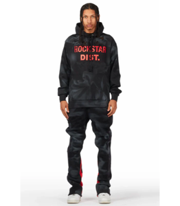 Sudadera con capucha y pantalones de chándal personalizados Conjunto de chándal acampanado Chándal para hombres con lavado con ácido e impresión - Product Image 2