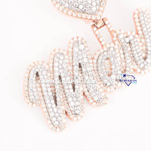 Personalizado Iced Out Lab Grown Diamond Nombre Colgante VVS Carta Colgante Corazón Bail 925 Plata Hip Hop Joyería - Product Image 3