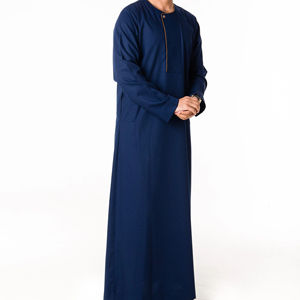 Ropa islámica para hombre Thobe musulmán árabe Thobes venta al por mayor Jubbah para hombres Color azul ropa islámica para hombres Thobes transpirable - Product Image 1
