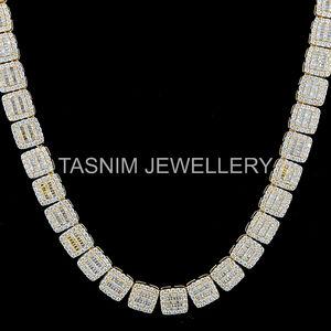 Hot Sale Unisex Sterling Silver Bagget Cuban Chain <b>Moissanite</b> Charm <b>Necklaces</b> for Certified Christian Hip Hop Style Subtle Shine - Product Image 4