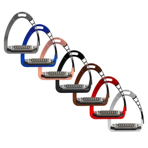 PAR DE ESTRIPULES DE SEGURIDAD RETRACTILLES PERSONALIZABLES EN COLOR, DE ALUMINIO Y POLÍMERO, PARA MONTAR A CABALLO, ACCESORIOS EQUÍPADOS PARA JINETES, PLATEADOS - Product Image 3