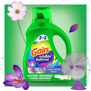 Détergent à lessive liquide concentré Gain + Odor Defense Super Fresh Blast HE Nettoyage en profondeur 113 fl oz - Product Image 4