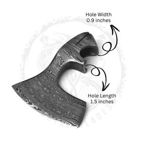 หัวขวานเหล็กดามัสกัสคุณภาพสูง งานแฮนด์เมด สำหรับตั้งแคมป์ แบบทอมฮอว์ก วิกิ้ง หัวขวานเปล่า ขายส่ง - Product Image 2