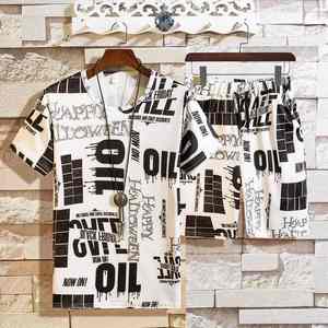 NOVEDAD DE VERANO 2025, conjunto deportivo informal de dos piezas a la moda para hombre, camiseta de manga corta con patrón sólido, pantalones cortos, estilo callejero para otoño - Product Image 1