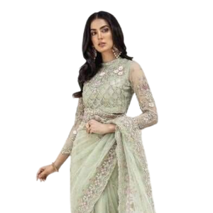 Indian New Trendy Designer Soft Banaras Saree con tejido Heavy Pall y Same Weaving Border Blusa Indian Saree para mujeres - Product Image 4