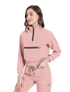 Combinaison de travail en denim pour femmes, pantalon de jogging, haut extensible avec plusieurs poches, blouse de travail à col montant, manches longues - Product Image 3