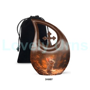 Urna de cremación conmemorativa Moonlit Fawn para cenizas humanas Urna cruzada de lágrima grande decorativa con bolsa de terciopelo gratis - Product Image 5