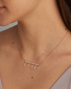 Elegante Collar con Colgante de Barra de Diamantes, Diamante Natural de 0.41 Ct, Color G-H, Claridad VS, Oro Sólido de 14K, Estilo Moderno, Producto a Granel - Product Image 3