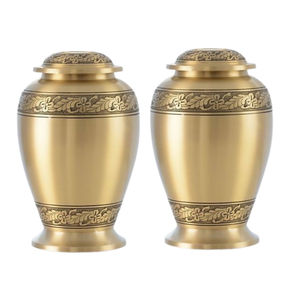 Suministro al por mayor de urna de metal chapada en latón para urnas de almacenamiento de cenizas conmemorativas funerarias de cremación - Product Image 5