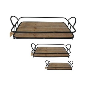 Plateau décoratif de forme rectangulaire plateau de service de finition personnalisé plateau de serveur en bois de nourriture café thé - Product Image 1