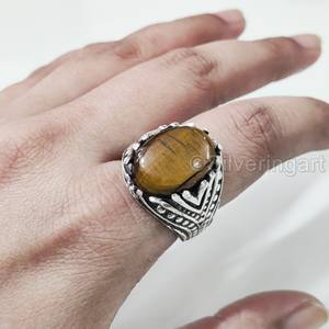 Anillo de Plata de Ley 925 para Hombre con Piedra Natural Ojo de Tigre, Piedra de Nacimiento de Junio, Todas las Tallas, Regalo de Navidad, Joyería Pesada, Venta al por Mayor - Product Image 4