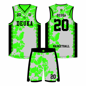 Ensemble de maillots et shorts de basketball sans manches 100 % polyester, personnalisables avec nom et numéro par sublimation – Prix de gros - Product Image 1