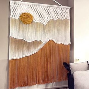 Magnifique art mural en macramé inspiré du coucher de soleil pour la décoration du salon, le style de la chambre à coucher et l'affichage mural créatif - Product Image 4