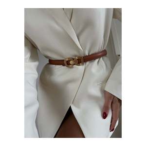 Genuine Domed Leather Double Buckle Women's Trouser <b>Belt</b>, Jacket <b>Belt</b>, Shirt <b>Belt</b>, <b>Dress</b> <b>Belt</b> - Tan - Product Image 5