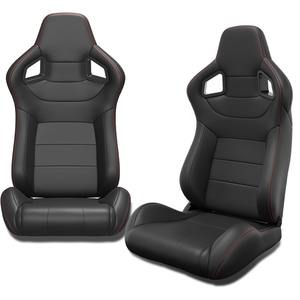 Asiento de Carreras Universal de 2 Piezas, de Cuero PVC con Costuras Rojas, Reclinable, con Aspecto de Carbono, Ajustable, Impermeable, en Caja, en Oferta - Product Image 6