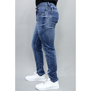 Jeans Azules Elásticos de Tiro Medio para Hombre, Estilo Urbano Personalizado - Product Image 5