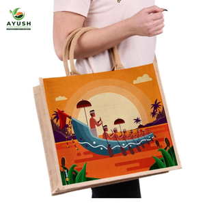 100% sacs en jute terreux de couleurs assorties naturelles avec pochette cosmétique et poignées élégantes avec une énorme capacité intérieure pour faire du shopping - Product Image 2