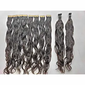 Tape Ins Extensión de cabello invisible para mujeres-Indian Hair Virgin Remy 100% Cabello humano Kinky Curl/Super Wave Styles - Product Image 1