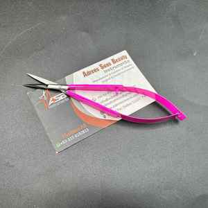 Pince à épiler à sourcils pointus inclinés rose vif avec étui à ciseaux à ressort avec logo personnalisé pince à sourcils en acier durable - Product Image 4