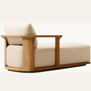 Sillón de estilo moderno hecho de madera de teca para uso en exteriores en la playa o junto a la piscina con espuma suave. - Product Image 1