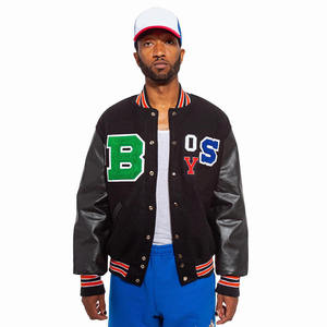 Dernière veste universitaire Letterman de luxe pour hommes Écusson de broderie en chenille personnalisé Travail Laine et tissu avec col montant - Product Image 1