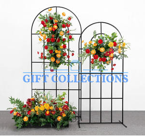 Arche de mariage en métal moderne, toile de fond plaquée or brillant, support de fleurs, scène rectangulaire, décoration d'arc de fleurs - Product Image 2