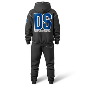 Conjuntos de traje de sudor de patrón sólido con serigrafía de alta calidad con capucha personalizable servicio OEM venta al por mayor 100% algodón otoño Casual - Product Image 5