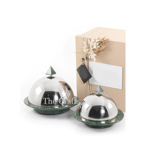 Boîte de service de noix de couleur argentée en acier inoxydable avec boutons en résine pour le service et le stockage de fruits secs de dattes de chocolat - Product Image 2