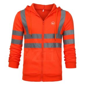 Pull à capuche de sécurité haute visibilité pour hommes Sweat-shirt réfléchissant haute visibilité Tissu eece Classe 3 Hi Vis Contraste Noir Bas Zip - Product Image 1
