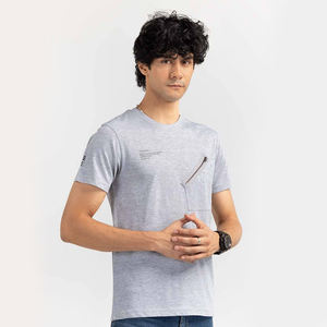 Camiseta de verano para hombre con cuello redondo 2023 Diseño de bolsillo con cremallera de algodón 100% Mejor precio con servicio OEM ODM MOQ bajo - Product Image 5