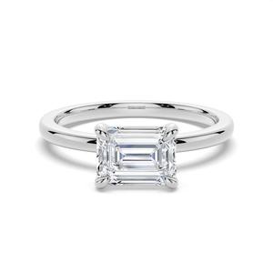 Bague en or 9 carats avec diamant moissanite taille émeraude orientale, élégante et luxueuse - Product Image 5