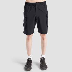 Shorts cargo micro en polyester 100% GA, couleur noire, style streetwear confortable, motif uni sportif - Product Image 1
