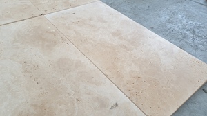 Dalles de pavé en travertin clair, coupe transversale, pierres roulées, 20x20cm, durables pour l'extérieur, allées de jardin, fabriquées en Turquie, pour hôtels et villas - Product Image 6