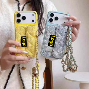 Funda de piel de moda con cadena cruzada y cordón para <span class=keywords><strong>iPhone</strong></span> 13 14 15 16 17 Pro Max, tarjetero, accesorios para fundas de teléfono - Product Image 2