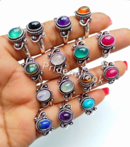 แหวนแฟชั่นขายดีประดับอัญมณีธรรมชาติชุบเงินสเตอริงชุบทองเหลืองกันน้ำสำหรับเป็นของขวัญ010 - Product Image 4