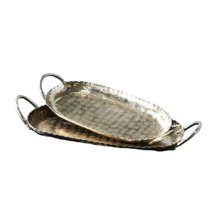 Bandeja DE SERVICIO DE METAL, bandeja decorativa redonda para cocina, mesa de comedor, barra de café, uso en fiesta en casa, diseño moderno - Product Image 4