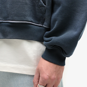 Sweat à capuche streetwear pour homme personnalisé 2025, coton French Terry de haute qualité, délavé, fermeture éclair double face, lavage à l'eau, logo frontal - Product Image 2