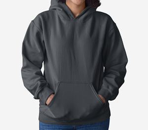 Sweat-shirts à capuche unisexes en polaire d'hiver en polyester/coton, coupe régulière, épaules tombantes, cordons, couleurs vives, logo personnalisé - Product Image 2