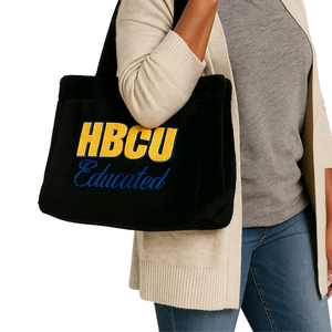 กระเป๋าโท้ทขนฟู SGRho สำหรับนักศึกษา HBCU  กระเป๋าถือ Sigma Gamma Rho  ผ้ากำมะหยี่ปักลาย  ชมรมนักศึกษาหญิงกรีก Divine Nine  กระเป๋าถือไนลอน - Product Image 4