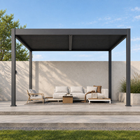 Pergola bioclimatique motorisée en aluminium, autoportante, résistante à la pluie, pour jardin, pergola électrique rétractable