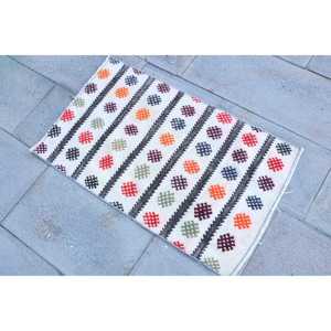 พรมวินเทจขนาดเล็ก 1.8x3 ฟุต พรมขนสัตว์ลายจุดสีขาวสไตล์ตุรกี - Product Image 2