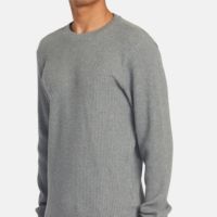Sweat-shirt à col rond pour homme, personnalisé, brodé, en tricot gaufré thermique, 100% coton, manches longues, éco-responsable, chaud pour l'hiver, décontracté