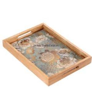 Plateau de service en bois d'art créatif moderne Découpe laser Base de designer fantaisie unique avec finition en émail noir d'Inde - Product Image 2