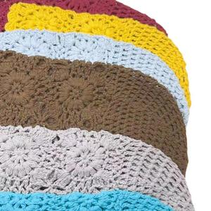 Customizable Retro Literary Pattern Satin <b>Bonnet</b> Hand-Knitted Spring Summer Bucket Hat Thin Cut Cotton Thread Casual Scene - Product Image 5